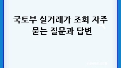 국토부 실거래가 조회: 부동산 거래의 모든 것